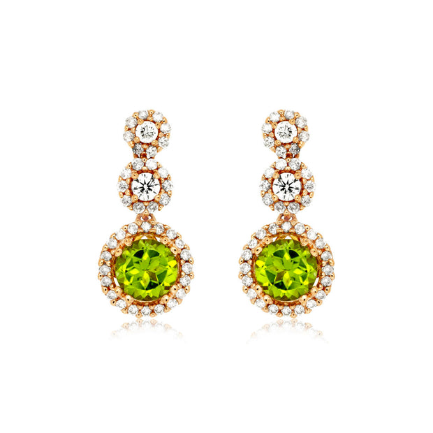 14K Rose Gold 1.00ct Round Peridot & Diamond Drop Earrings. Bichsel Jewelry in Sedalia, MO. Shop gemstone earrings online or in-store today! 