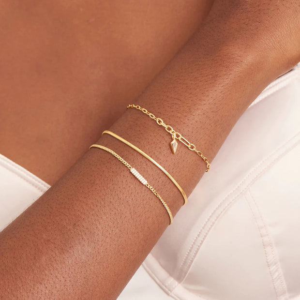 Ania Haie Gold Sparkle Drop Link Bracelet. 925 sterling silver with 14K yellow gold plating. Bichsel Jewelry in Sedalia, MO. Shop styles online or in-store today! 