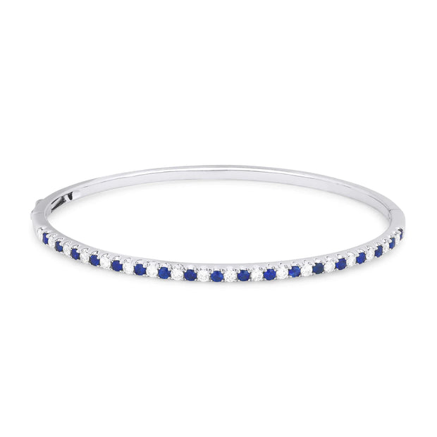 14K White Gold Round Alternating Sapphire and Diamond Flexible Bangle Bracelet. Bichsel Jewelry in Sedalia, MO. Shop online or in-store today!