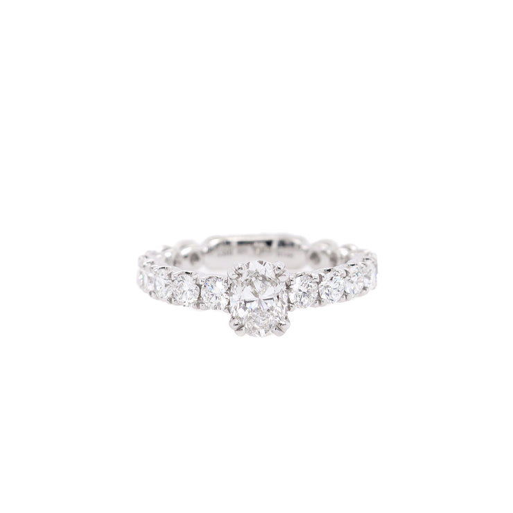 14K White Gold 1.81ct Oval Diamond Engagement Ring with Round Diamond Accent Band. Free Preferred Jewelers Warranty. Bichsel Jewelry in Sedalia, MO. Shop online or in-store today!