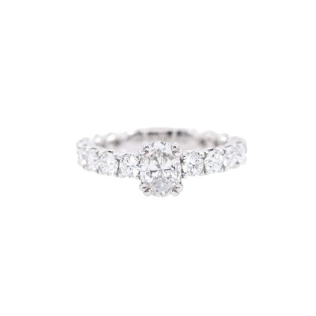 14K White Gold 1.81ct Oval Diamond Engagement Ring with Round Diamond Accent Band. Free Preferred Jewelers Warranty. Bichsel Jewelry in Sedalia, MO. Shop online or in-store today!