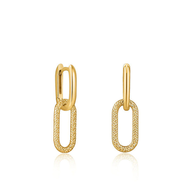 Ania Haie Gold Oval Rope Twist Huggie Hoop Drop Earrings. 14K yellow gold plated on 925 sterling silver. Bichsel Jewelry in Sedalia, MO. Shop online or in-store today!