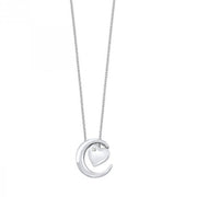 Sterling Silver Crescent Moon & Heart Necklace with Diamond Accent. Bichsel Jewelry in Sedalia, MO. Shop styles online or in-store today! 