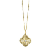 10K Yellow Fluted Gold Clover Pendant with Round Center Accent Diamond and Beaded Edge. Bichsel Jewelry in Sedalia, MO. Shop gold styles online or in-store today! 