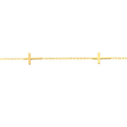 14K Yellow Gold Mini Cross Station Bracelet, Adjustable Length: 7.25." Bichsel Jewelry in Sedalia, MO. Shop cross styles online or in-store today!