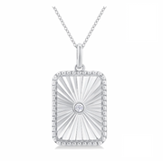Sterling Silver Faceted Rectangle Medallion Pendant with Round Bezel Diamond Accent and Beaded Edge. Bichsel Jewelry in Sedalia, MO. Shop online or in-store today!