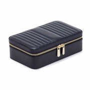 WOLF Maria Medium Jewelry Zip Case in 'Navy'. Travel Storage Box with Gold Hardware & Handcrafted Leather. LusterLoc™ Anti-Tarnish. Bichsel Jewelry in Sedalia, MO.