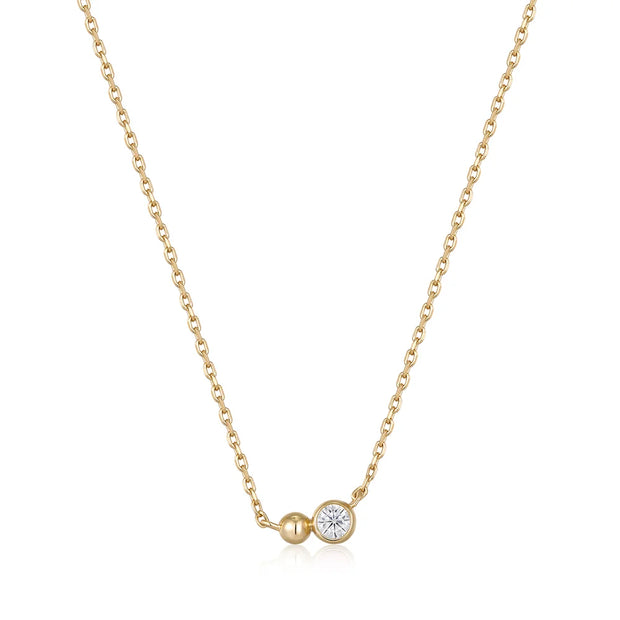 Ania Haie Gold Orb Sparkle Necklace. 14K yellow gold plated on 925 sterling silver with CZ stone. Bichsel Jewelry in Sedalia, MO. Shop online or in-store today!