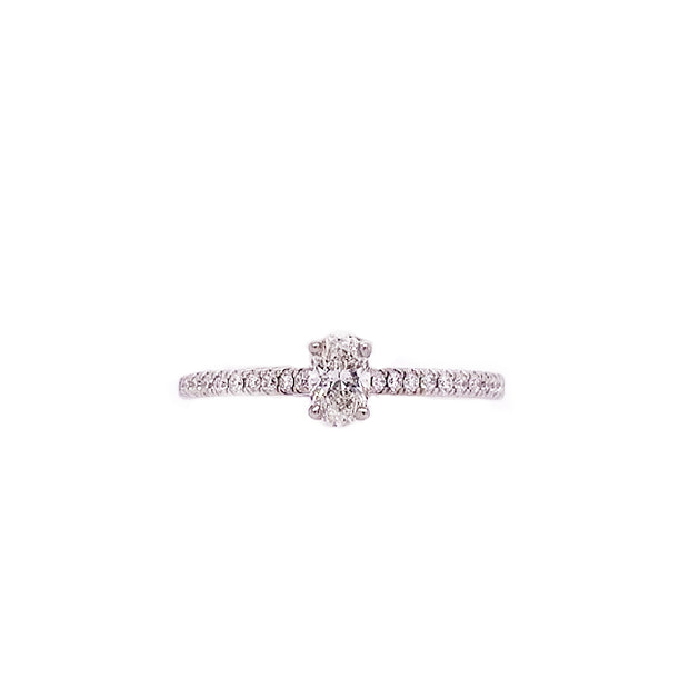 14K White Gold 0.26ct Oval Engagement Ring with 0.14ct Accent Diamond Band. Bichsel Jewelry in Sedalia, MO. Shop online or visit our store to find the perfect style!
