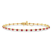 14K Yellow Gold Ruby & Diamond Tennis Bracelet