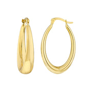 10K Yellow Gold Graduated Oval Puff Hoop Earrings