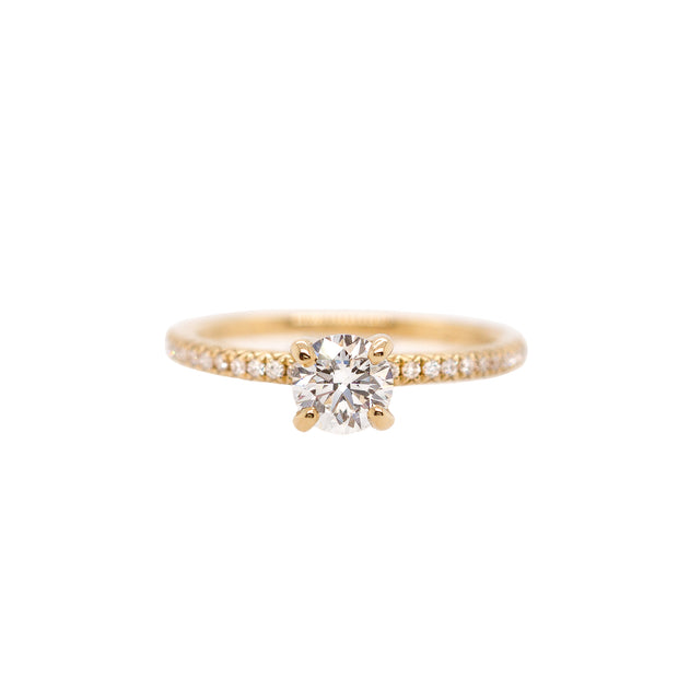 14K Yellow Gold 0.73ct Round Diamond Engagement Ring with 0.21ct Diamond Accent Band. Bichsel Jewelry in Sedalia, MO. Shop ring styles online or in-store today!