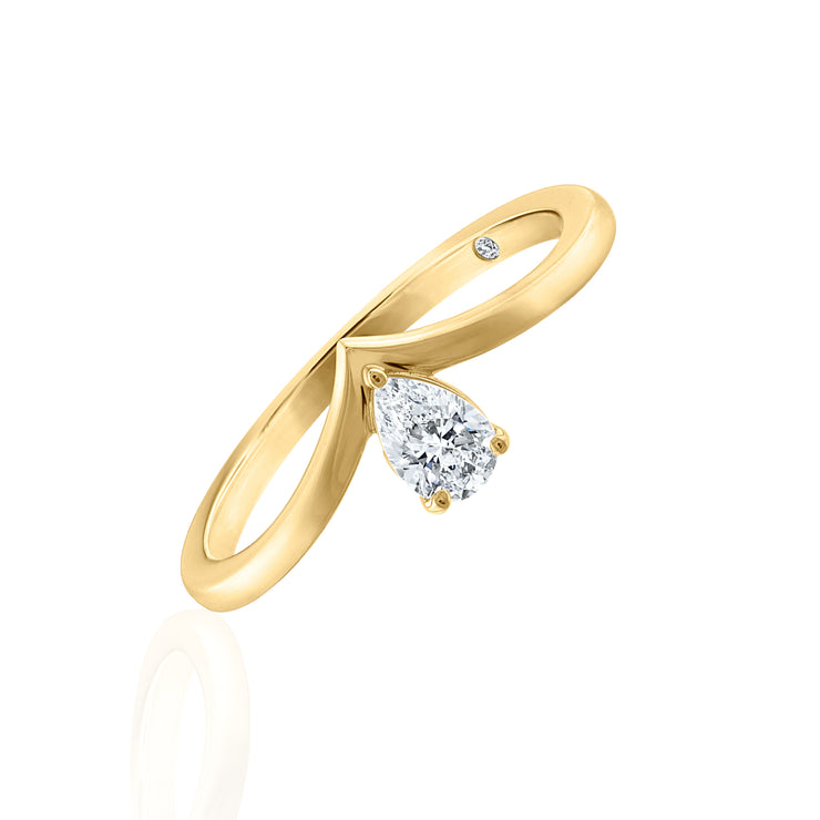 14K Yellow Gold V-Shape Curved 0.18ct Oval Diamond Ring. Bichsel Jewelry in Sedalia, MO. Shop diamond styles online or in-store today! 