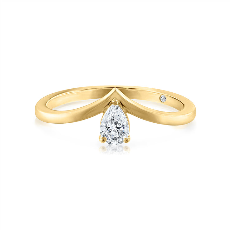 14K Yellow Gold V-Shape Curved 0.18ct Oval Diamond Ring. Bichsel Jewelry in Sedalia, MO. Shop diamond styles online or in-store today! 