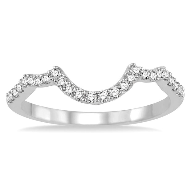 14K White Gold Curved Round Diamond Band