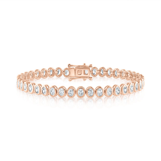 14K Rose Gold Bezel-Set 3.65ct Oval Diamond Tennis Bracelet. Bichsel Jewelry in Sedalia, MO. Shop diamond styles online or in-store today! 