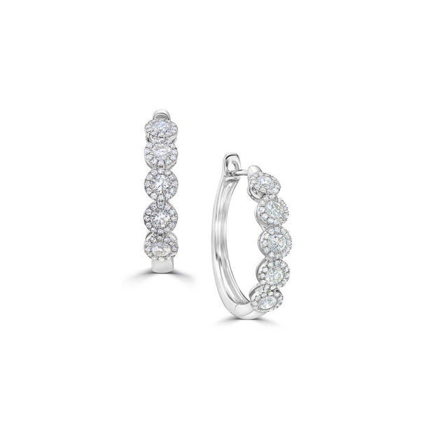 14K White Gold 0.50ct Round Diamond Halo Huggie Hoop Earrings. Bichsel Jewelry in Sedalia, MO. Shop earring styles online or in-store today!