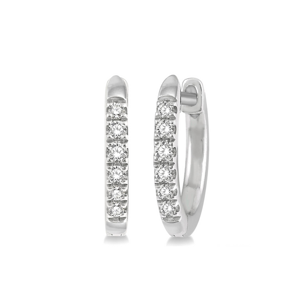 10K White Gold Round Diamond Huggie Hoop Earrings. Bichsel Jewelry in Sedalia, MO. Shop online or in-store to find the perfect style today!