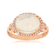 14K Rose Gold 3.00ct East-West Oval Opal Ring with Diamond Halo. Bichsel Jewelry in Sedalia, MO. Shop gemstone rings online or in-store today!
