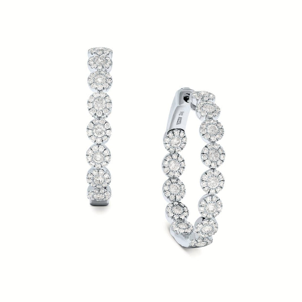 14K White Gold 1.60ct Round Diamond Halo Hoop Earrings. Bichsel Jewelry in Sedalia, MO. Shop earring styles online or in-store today!