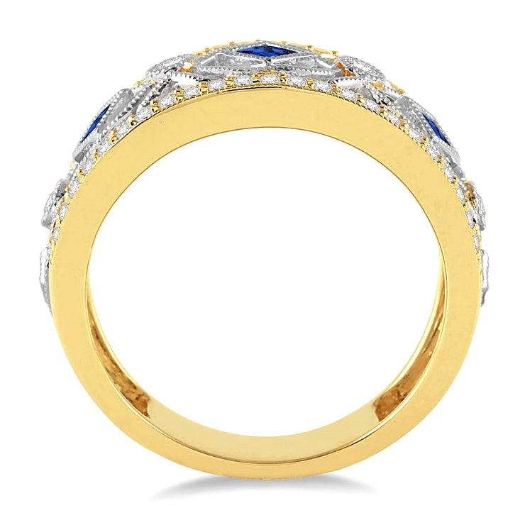 Two-Tone 14K White & Yellow Gold Sapphire & Diamond Band