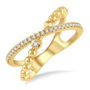 10K Yellow Gold Crisscross Diamond Ring