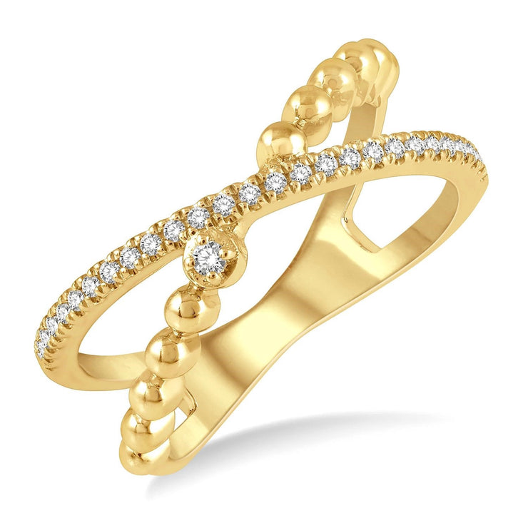 10K Yellow Gold Crisscross Diamond Ring