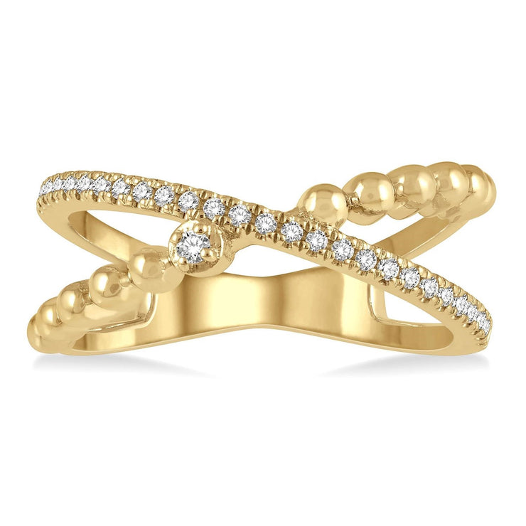 10K Yellow Gold Crisscross Diamond Ring