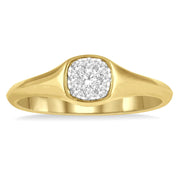14K Yellow Gold Lovebright Diamond Signet Ring