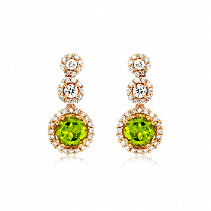 14K Rose Gold 1.00ct Round Peridot & Diamond Drop Earrings. Bichsel Jewelry in Sedalia, MO. Shop gemstone earrings online or in-store today! 