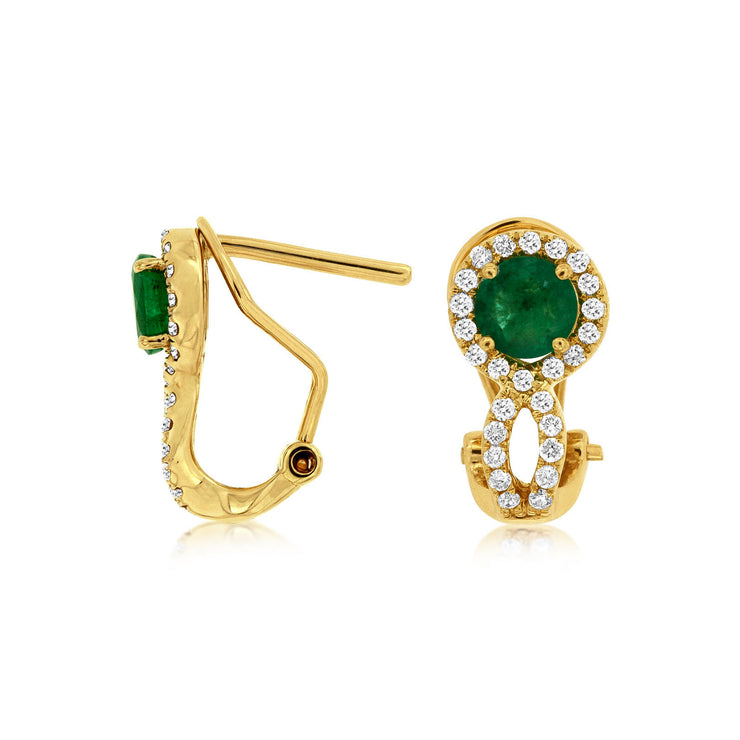 14K Yellow Gold Round 0.90ct Emerald & Diamond Twist Hoop Earrings. Bichsel Jewelry in Sedalia, MO. Shop gemstone earrings online or in-store today! 