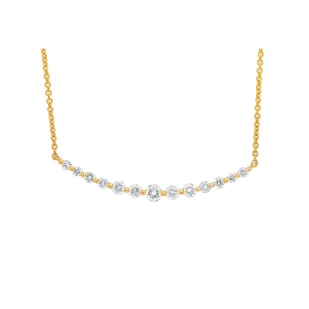 14K Yellow Gold 0.31ct Round Diamond Curved Bar Necklace. Bichsel Jewelry in Sedalia, MO. Shop pendant styles online or in-store today! 