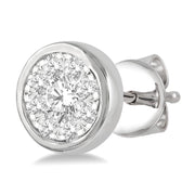 14K White Gold Lovebright Round Bezel-Set Diamond Stud Earrings