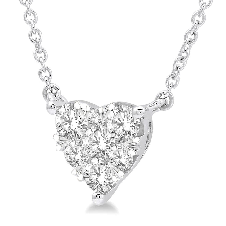 White Gold Heart Shape Diamond Necklace