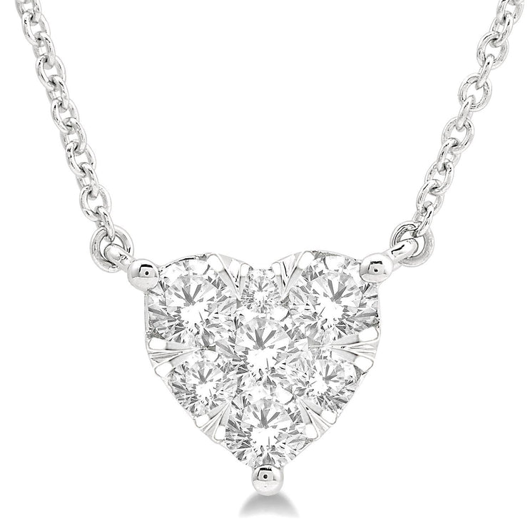 White Gold Heart Shape Diamond Necklace