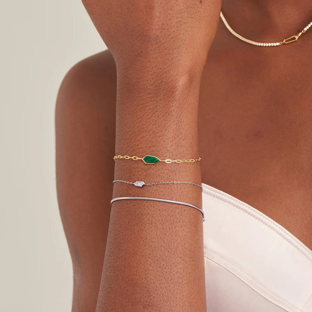 Ania Haie 925 Sterling Silver Sparkle Emblem Dainty Chain Bracelet with CZ Stone. Bichsel Jewelry in Sedalia, MO. Shop online or in-store today!