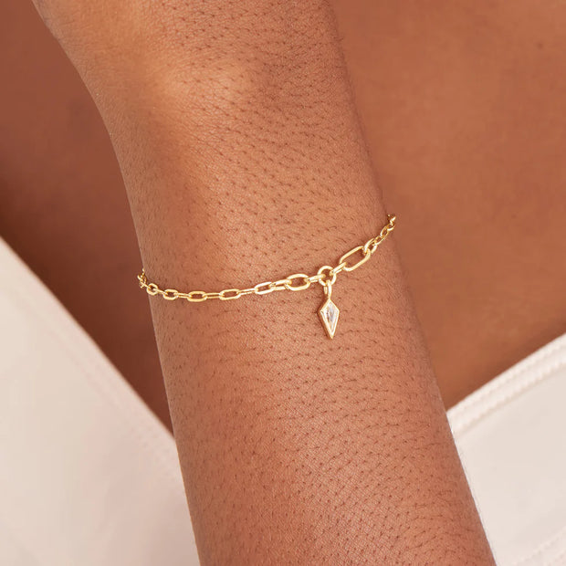 Ania Haie Gold Sparkle Drop Link Bracelet. 925 sterling silver with 14K yellow gold plating. Bichsel Jewelry in Sedalia, MO. Shop styles online or in-store today! 