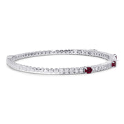 14K White Gold Ruby & Diamond Flexible Bangle Bracelet