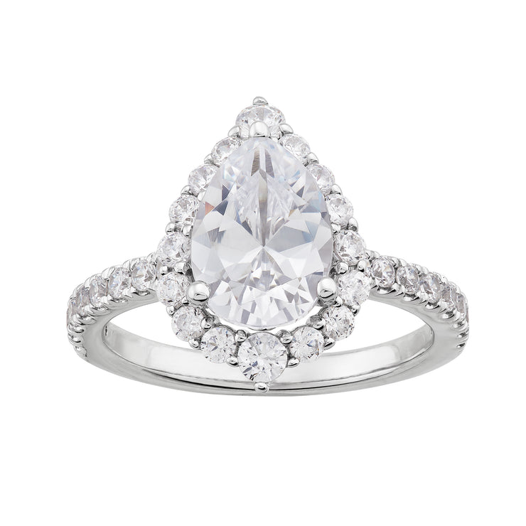 Bichsel Jewelry in Sedalia, MO. Shop styles online or in-store today!  14K White Gold Lab Grown Pear Diamond Engagement Ring with Graduated Halo