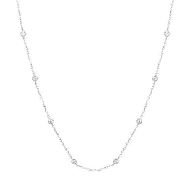 14K White Gold Lab Grown Diamond Station Necklace