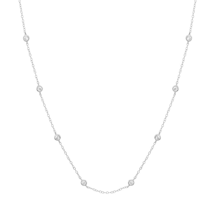 14K White Gold Lab Grown Diamond Station Necklace