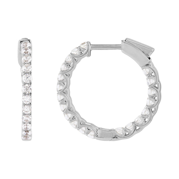 14K White Gold Inside-Out Lab Grown Diamond Hoops