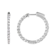 14K White Gold Inside-Out Lab Grown Diamond Hoops