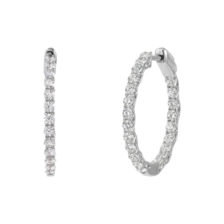 14K White Gold Inside-Out Lab Grown Diamond Hoops