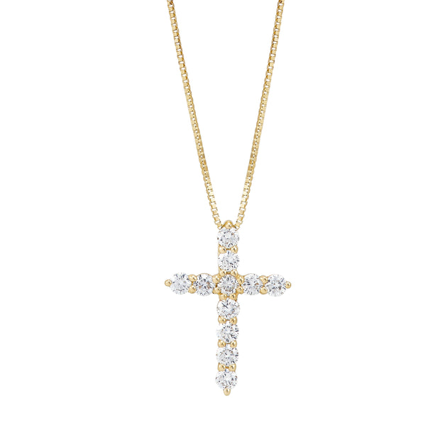 14K Yellow Gold Lab Grown Diamond Cross Pendant