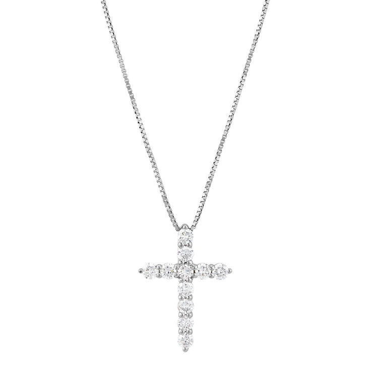 14K White Gold Lab Grown Diamond Cross Pendant