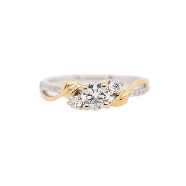 Two-Tone Lyria Leaves Round Lab Grown Diamond Engagement Ring