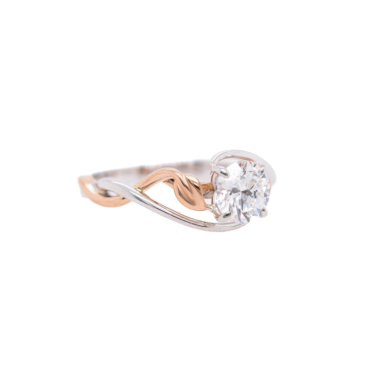 14K White & Rose Gold "Lyria Leaves" Round Lab Grown Diamond Engagement Ring