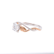 14K White & Rose Gold "Lyria Leaves" Round Lab Grown Diamond Engagement Ring