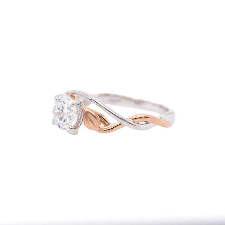 14K White & Rose Gold "Lyria Leaves" Round Lab Grown Diamond Engagement Ring